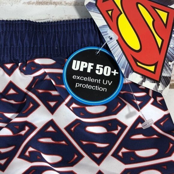 Superman UPF 50 Sun Protection Swim Trunks New - Picture 3 of 4